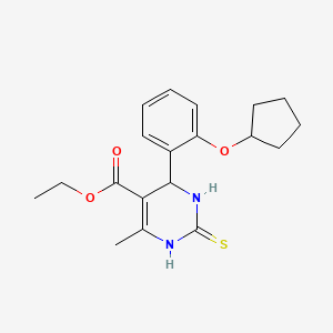 molecular formula C19H24N2O3S B4164371 ethyl 4-(2-cyclopentyloxyphenyl)-6-methyl-2-sulfanylidene-3,4-dihydro-1H-pyrimidine-5-carboxylate 