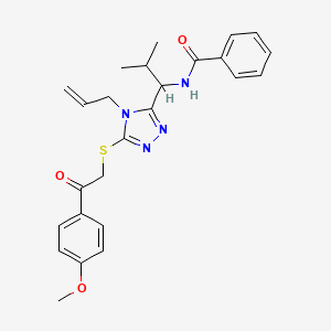 molecular formula C25H28N4O3S B4164456 N-[1-[5-[2-(4-methoxyphenyl)-2-oxoethyl]sulfanyl-4-prop-2-enyl-1,2,4-triazol-3-yl]-2-methylpropyl]benzamide 