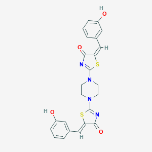 molecular formula C24H20N4O4S2 B416453 5-(3-hydroxybenzylidene)-2-{4-[5-(3-hydroxybenzylidene)-4-oxo-4,5-dihydro-1,3-thiazol-2-yl]-1-piperazinyl}-1,3-thiazol-4(5H)-one 