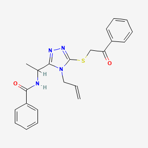 molecular formula C22H22N4O2S B4164716 N-(1-{5-[(2-oxo-2-phenylethyl)sulfanyl]-4-(prop-2-en-1-yl)-4H-1,2,4-triazol-3-yl}ethyl)benzamide 