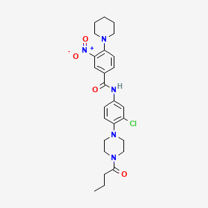 molecular formula C26H32ClN5O4 B4164957 N-[4-(4-butyryl-1-piperazinyl)-3-chlorophenyl]-3-nitro-4-(1-piperidinyl)benzamide 
