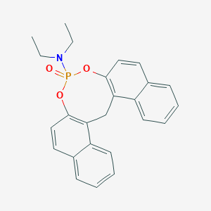 molecular formula C25H24NO3P B416513 N,N-Diethyl-14-oxo-13,15-dioxa-14lambda5-phosphapentacyclo[14.8.0.03,12.04,9.019,24]tetracosa-1(16),3(12),4,6,8,10,17,19,21,23-decaen-14-amine CAS No. 113844-55-6