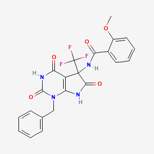 molecular formula C22H17F3N4O5 B4165142 N-[1-Benzyl-2,4,6-trioxo-5-(trifluoromethyl)-1H,2H,3H,4H,5H,6H,7H-pyrrolo[2,3-D]pyrimidin-5-YL]-2-methoxybenzamide 