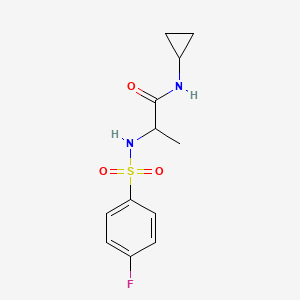 molecular formula C12H15FN2O3S B4165293 N-cyclopropyl-2-[(4-fluorophenyl)sulfonylamino]propanamide 