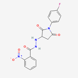molecular formula C17H13FN4O5 B4165401 N'-[1-(4-fluorophenyl)-2,5-dioxopyrrolidin-3-yl]-2-nitrobenzohydrazide 