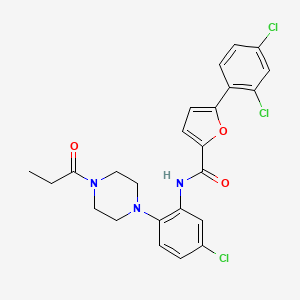 molecular formula C24H22Cl3N3O3 B4165596 N-[5-chloro-2-(4-propanoylpiperazin-1-yl)phenyl]-5-(2,4-dichlorophenyl)furan-2-carboxamide 