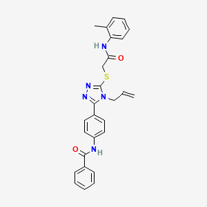 molecular formula C27H25N5O2S B4165953 N-{4-[5-({2-[(2-methylphenyl)amino]-2-oxoethyl}sulfanyl)-4-(prop-2-en-1-yl)-4H-1,2,4-triazol-3-yl]phenyl}benzamide 