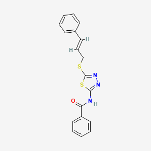 molecular formula C18H15N3OS2 B4166025 N-{5-[(3-phenyl-2-propen-1-yl)thio]-1,3,4-thiadiazol-2-yl}benzamide 