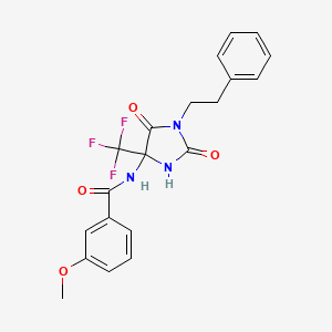 molecular formula C20H18F3N3O4 B4166029 N-[2,5-dioxo-1-(2-phenylethyl)-4-(trifluoromethyl)imidazolidin-4-yl]-3-methoxybenzamide 