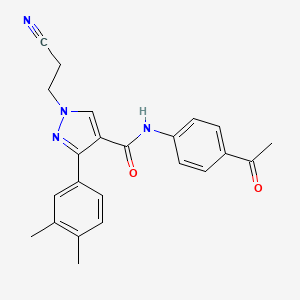 molecular formula C23H22N4O2 B4166133 N-(4-acetylphenyl)-1-(2-cyanoethyl)-3-(3,4-dimethylphenyl)pyrazole-4-carboxamide 