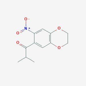 molecular formula C12H13NO5 B4166198 2-Methyl-1-(7-nitro-2,3-dihydro-1,4-benzodioxin-6-yl)propan-1-one 