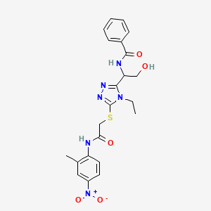 molecular formula C22H24N6O5S B4166253 N-[1-[4-ethyl-5-[2-(2-methyl-4-nitroanilino)-2-oxoethyl]sulfanyl-1,2,4-triazol-3-yl]-2-hydroxyethyl]benzamide 