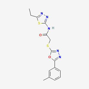 molecular formula C15H15N5O2S2 B4166420 N-(5-ethyl-1,3,4-thiadiazol-2-yl)-2-{[5-(3-methylphenyl)-1,3,4-oxadiazol-2-yl]sulfanyl}acetamide 