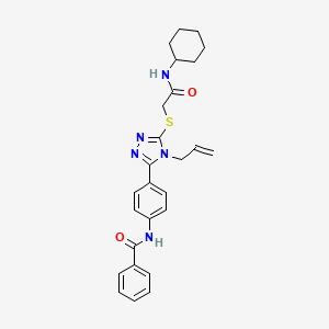 molecular formula C26H29N5O2S B4166458 N-{4-[5-{[2-(cyclohexylamino)-2-oxoethyl]sulfanyl}-4-(prop-2-en-1-yl)-4H-1,2,4-triazol-3-yl]phenyl}benzamide 