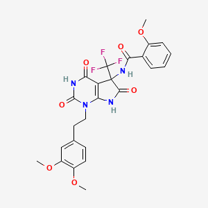molecular formula C25H23F3N4O7 B4166529 N-{1-[2-(3,4-DIMETHOXYPHENYL)ETHYL]-2,4,6-TRIOXO-5-(TRIFLUOROMETHYL)-1H,2H,3H,4H,5H,6H,7H-PYRROLO[2,3-D]PYRIMIDIN-5-YL}-2-METHOXYBENZAMIDE 