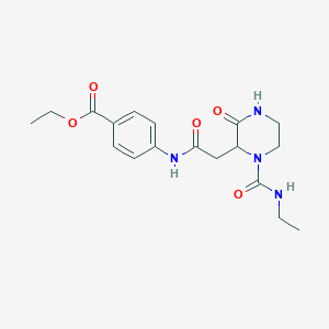 molecular formula C18H24N4O5 B4166585 Ethyl 4-({[1-(ethylcarbamoyl)-3-oxopiperazin-2-yl]acetyl}amino)benzoate 