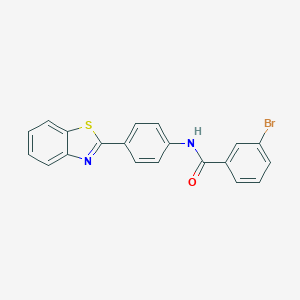 molecular formula C20H13BrN2OS B416664 N-[4-(1,3-benzothiazol-2-yl)phenyl]-3-bromobenzamide 