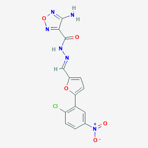 molecular formula C14H9ClN6O5 B416667 4-amino-N'-[(5-{2-chloro-5-nitrophenyl}-2-furyl)methylene]-1,2,5-oxadiazole-3-carbohydrazide CAS No. 331650-50-1
