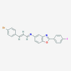molecular formula C22H14BrIN2O B416673 N-[3-(4-bromophenyl)-2-propenylidene]-N-[2-(4-iodophenyl)-1,3-benzoxazol-5-yl]amine 