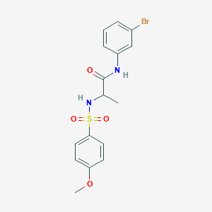 molecular formula C16H17BrN2O4S B4166735 N-(3-bromophenyl)-2-[(4-methoxyphenyl)sulfonylamino]propanamide 