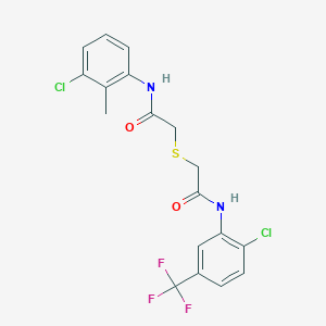 molecular formula C18H15Cl2F3N2O2S B4166754 N-(3-chloro-2-methylphenyl)-2-[2-[2-chloro-5-(trifluoromethyl)anilino]-2-oxoethyl]sulfanylacetamide 