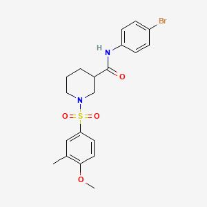 molecular formula C20H23BrN2O4S B4166995 N-(4-BROMOPHENYL)-1-(4-METHOXY-3-METHYLBENZENESULFONYL)PIPERIDINE-3-CARBOXAMIDE 