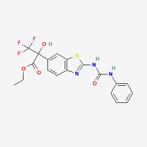 molecular formula C19H16F3N3O4S B4167050 Ethyl 3,3,3-trifluoro-2-hydroxy-2-[2-(phenylcarbamoylamino)-1,3-benzothiazol-6-yl]propanoate 