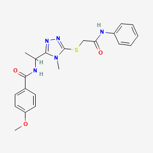 molecular formula C21H23N5O3S B4167073 N-[1-[5-(2-anilino-2-oxoethyl)sulfanyl-4-methyl-1,2,4-triazol-3-yl]ethyl]-4-methoxybenzamide 