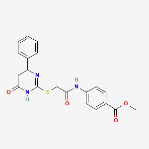 molecular formula C20H19N3O4S B4167101 Methyl 4-({[(6-oxo-4-phenyl-1,4,5,6-tetrahydropyrimidin-2-yl)sulfanyl]acetyl}amino)benzoate 