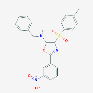 molecular formula C23H19N3O5S B416714 N-BENZYL-4-(4-METHYLBENZENESULFONYL)-2-(3-NITROPHENYL)-1,3-OXAZOL-5-AMINE 
