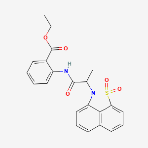 molecular formula C22H20N2O5S B4167142 Ethyl 2-[2-(2,2-dioxo-2lambda6-thia-3-azatricyclo[6.3.1.04,12]dodeca-1(11),4,6,8(12),9-pentaen-3-yl)propanoylamino]benzoate 