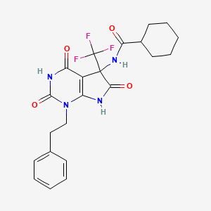 molecular formula C22H23F3N4O4 B4167299 N-[2,4,6-TRIOXO-1-(2-PHENYLETHYL)-5-(TRIFLUOROMETHYL)-1H,2H,3H,4H,5H,6H,7H-PYRROLO[2,3-D]PYRIMIDIN-5-YL]CYCLOHEXANECARBOXAMIDE 