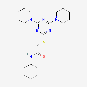 molecular formula C21H34N6OS B4167307 N-cyclohexyl-2-{[4,6-di(piperidin-1-yl)-1,3,5-triazin-2-yl]sulfanyl}acetamide 