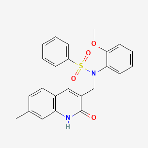 molecular formula C24H22N2O4S B4167379 N-[(2-hydroxy-7-methylquinolin-3-yl)methyl]-N-(2-methoxyphenyl)benzenesulfonamide 