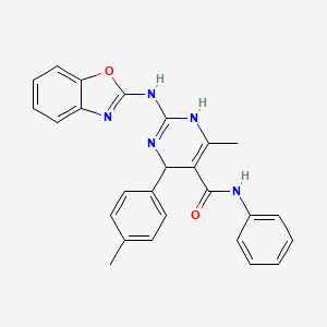 molecular formula C26H23N5O2 B4167683 2-(1,3-benzoxazol-2-ylamino)-6-methyl-4-(4-methylphenyl)-N-phenyl-1,4-dihydropyrimidine-5-carboxamide 
