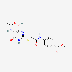 molecular formula C16H16N4O6S B4168139 METHYL 4-[(2-{[5-(ACETYLAMINO)-4-HYDROXY-6-OXO-1,6-DIHYDRO-2-PYRIMIDINYL]SULFANYL}ACETYL)AMINO]BENZOATE 