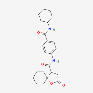 molecular formula C23H30N2O4 B4168232 N-[4-(cyclohexylcarbamoyl)phenyl]-2-oxo-1-oxaspiro[4.5]decane-4-carboxamide 