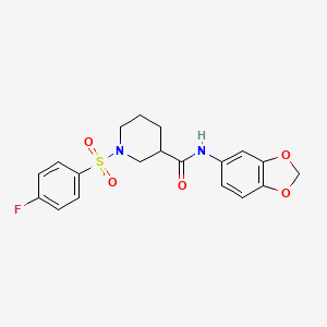 molecular formula C19H19FN2O5S B4168244 N-(benzo[d][1,3]dioxol-5-yl)-1-((4-fluorophenyl)sulfonyl)piperidine-3-carboxamide CAS No. 824981-41-1