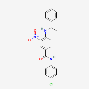 molecular formula C21H18ClN3O3 B4168408 N-(4-chlorophenyl)-3-nitro-4-(1-phenylethylamino)benzamide 