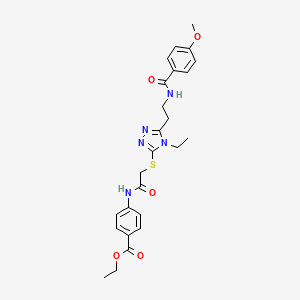 molecular formula C25H29N5O5S B4168493 ethyl 4-[({[4-ethyl-5-(2-{[(4-methoxyphenyl)carbonyl]amino}ethyl)-4H-1,2,4-triazol-3-yl]sulfanyl}acetyl)amino]benzoate 