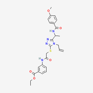 molecular formula C26H29N5O5S B4168556 ethyl 3-[({[5-(1-{[(4-methoxyphenyl)carbonyl]amino}ethyl)-4-(prop-2-en-1-yl)-4H-1,2,4-triazol-3-yl]sulfanyl}acetyl)amino]benzoate 