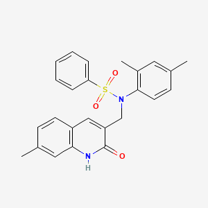 molecular formula C25H24N2O3S B4168559 N-(2,4-dimethylphenyl)-N-[(2-hydroxy-7-methylquinolin-3-yl)methyl]benzenesulfonamide 