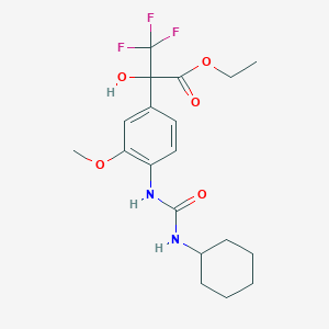molecular formula C19H25F3N2O5 B4168579 Ethyl 2-{4-[(cyclohexylcarbamoyl)amino]-3-methoxyphenyl}-3,3,3-trifluoro-2-hydroxypropanoate 