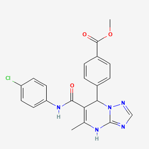 molecular formula C21H18ClN5O3 B4168661 Methyl 4-{6-[(4-chlorophenyl)carbamoyl]-5-methyl-4,7-dihydro[1,2,4]triazolo[1,5-a]pyrimidin-7-yl}benzoate 