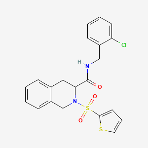 molecular formula C21H19ClN2O3S2 B4168799 N-[(2-chlorophenyl)methyl]-2-thiophen-2-ylsulfonyl-3,4-dihydro-1H-isoquinoline-3-carboxamide 
