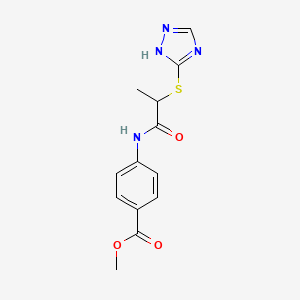 molecular formula C13H14N4O3S B4168829 methyl 4-{[2-(1H-1,2,4-triazol-5-ylsulfanyl)propanoyl]amino}benzoate 