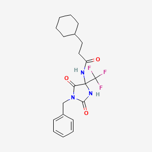 molecular formula C20H24F3N3O3 B4168914 N-[1-benzyl-2,5-dioxo-4-(trifluoromethyl)imidazolidin-4-yl]-3-cyclohexylpropanamide 