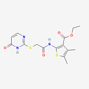 molecular formula C15H17N3O4S2 B4169053 Ethyl 4,5-dimethyl-2-({[(6-oxo-1,6-dihydropyrimidin-2-yl)sulfanyl]acetyl}amino)thiophene-3-carboxylate 