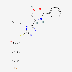 molecular formula C22H21BrN4O3S B4169080 N-[1-[5-[2-(4-bromophenyl)-2-oxoethyl]sulfanyl-4-prop-2-enyl-1,2,4-triazol-3-yl]-2-hydroxyethyl]benzamide 
