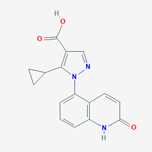 molecular formula C16H13N3O3 B041691 5-Cyclopropyl-1-(1,2-dihydro-2-oxo-5-quinolinyl)-1H-pyrazole-4-carboxylic Acid CAS No. 372078-47-2